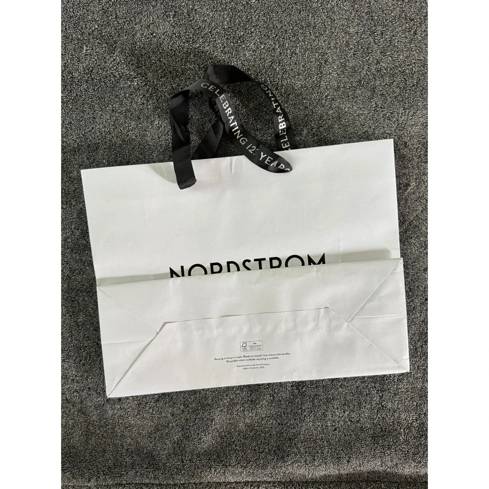 Nordstrom 125 Years Anniversary Large Paper Shopping Bag Ribbon Handle 16x12x6